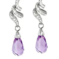 Dangling Amethyst & Diamond Earrings