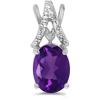 Oval Amethyst & Diamond Pendant
