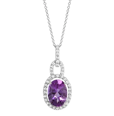 Amethyst White Topaz Silver Pendant
