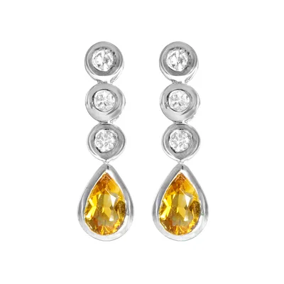 Citrine Sterling Silver Drop Earrings