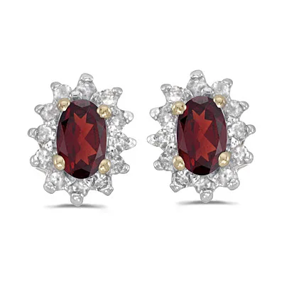 Garnet & Diamond Earrings