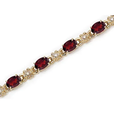 Garnet & Diamond Gold Bracelet