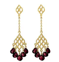 Garnet & Gold Dangling Earrings