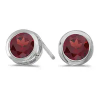 Garnet Stud Earrings in Gold