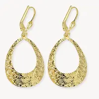 Textured Yellow Gold Hoop Earrings