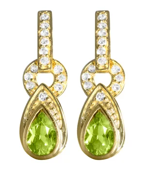 Peridot/White Topaz Dangle Earrings