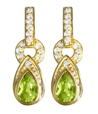 Peridot/White Topaz Dangle Earrings