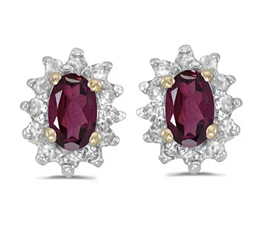 Rhodolite Garnet & Diamond Earrings