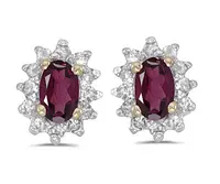 Rhodolite Garnet & Diamond Earrings