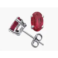 Ruby White Gold Stud Earrings