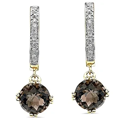 Smoky Quartz Diamond Earrings