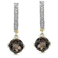 Smoky Quartz Diamond Earrings