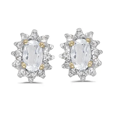 White Topaz and Diamond Earrings