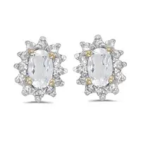 White Topaz and Diamond Earrings