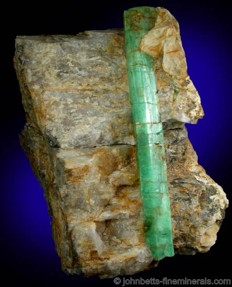 Elongated Emerald in Quartz