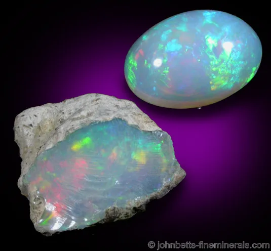 White Opal (cabochon and rough)