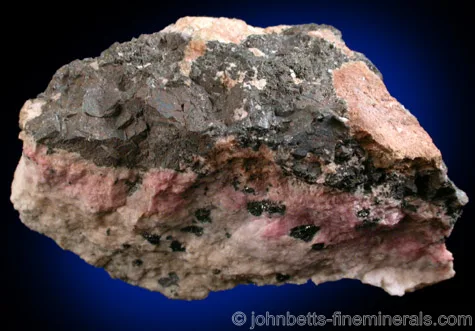 Alabandite on Rhodochrosite Matrix