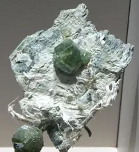 Andradite (Demantoid) on Serpentine