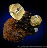 Yellow Anglesite Crystals on Matrix