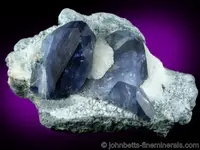 Benitoite Crystals on Natrolite
