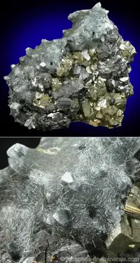 Boulangerite on Pyrite, Quartz, and Sphalerite