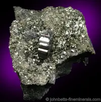 Single Bournonite Crystal on Pyrite