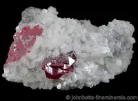 Twinned Cinnabar Crystals on Dolomite
