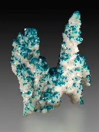 Dioptase on Calcite