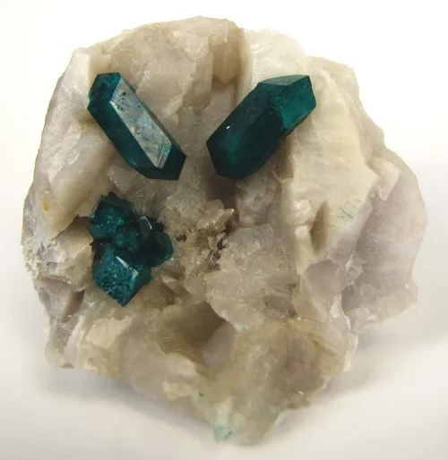 Dioptase Crystals on Quartz
