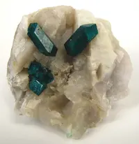 Dioptase Crystals on Quartz