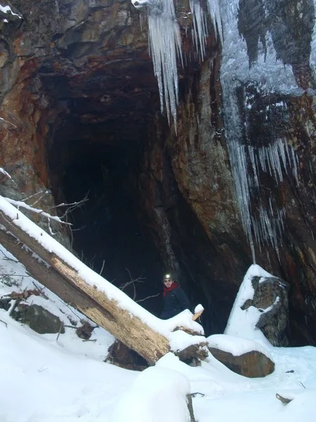 Icicles Hanging from Mine Entrance