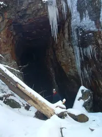 Icicles Hanging from Mine Entrance