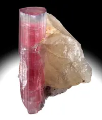 Pink Elbaite on Quartz