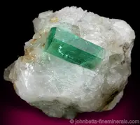 Hexagonal Emeral Crystal on Calcite