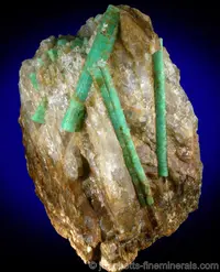 Elongated Emerald Crystals in Matrix