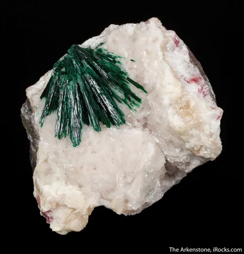 Radiating Malachite on White Calcite