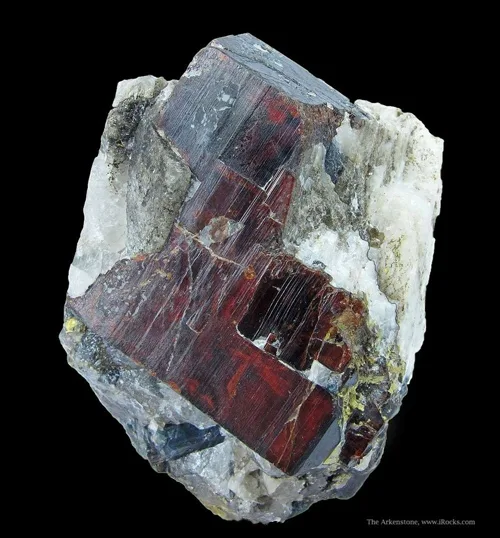 Deeply Striated Dark Red Tantalite on Matrix