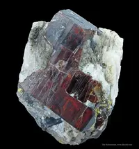 Deeply Striated Dark Red Tantalite on Matrix