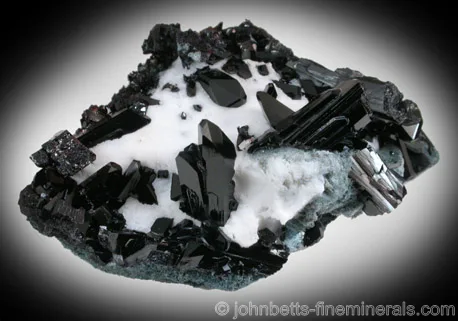 Neptunite Crystals in Natrolite