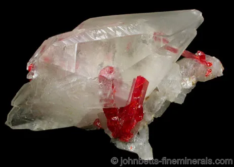 Bright Realgar in Calcite