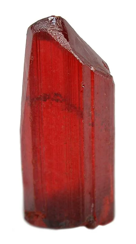 Transparent Prismatic Realgar Crystal