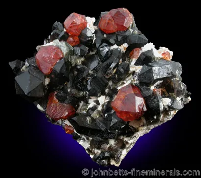Spessartine on Smoky Quartz