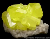 Bright Yellow Sulfur on Aragonite