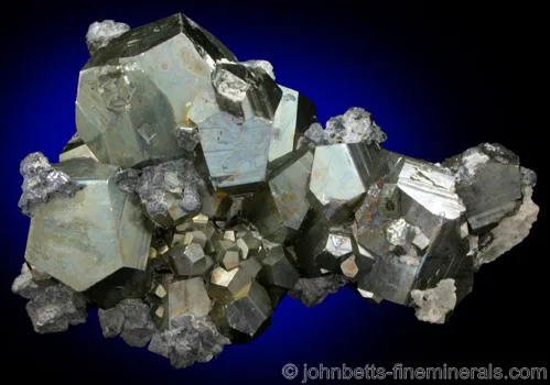 Tetrahedrite on Pyrite Crystals