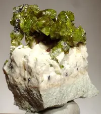 Green Titanite Cluster on Albite