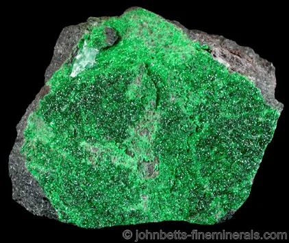 Tiny Uvarovite Crystals On Matrix