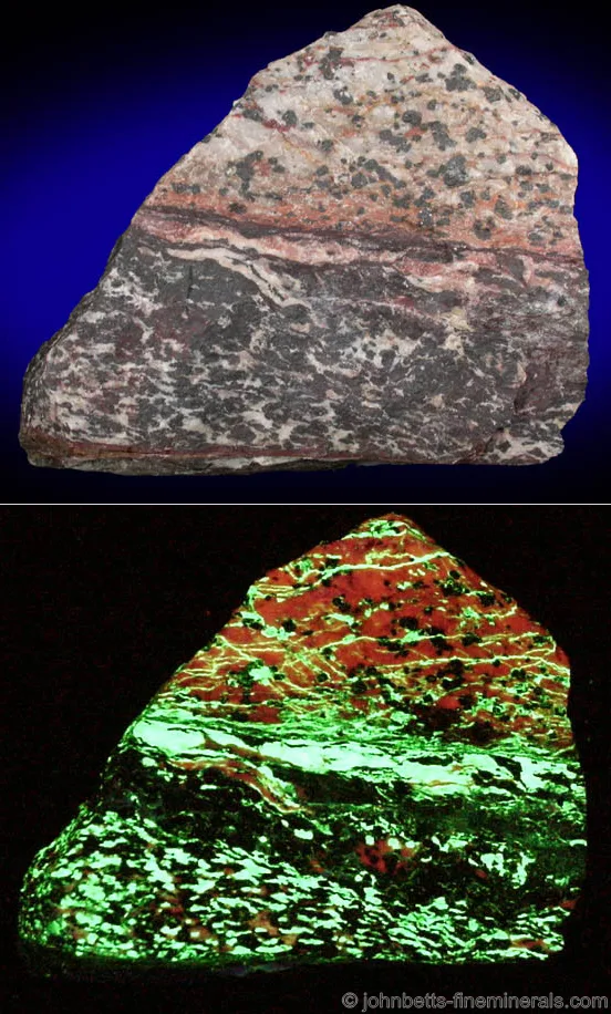 Willemite, Franklinite Veins in Calcite
